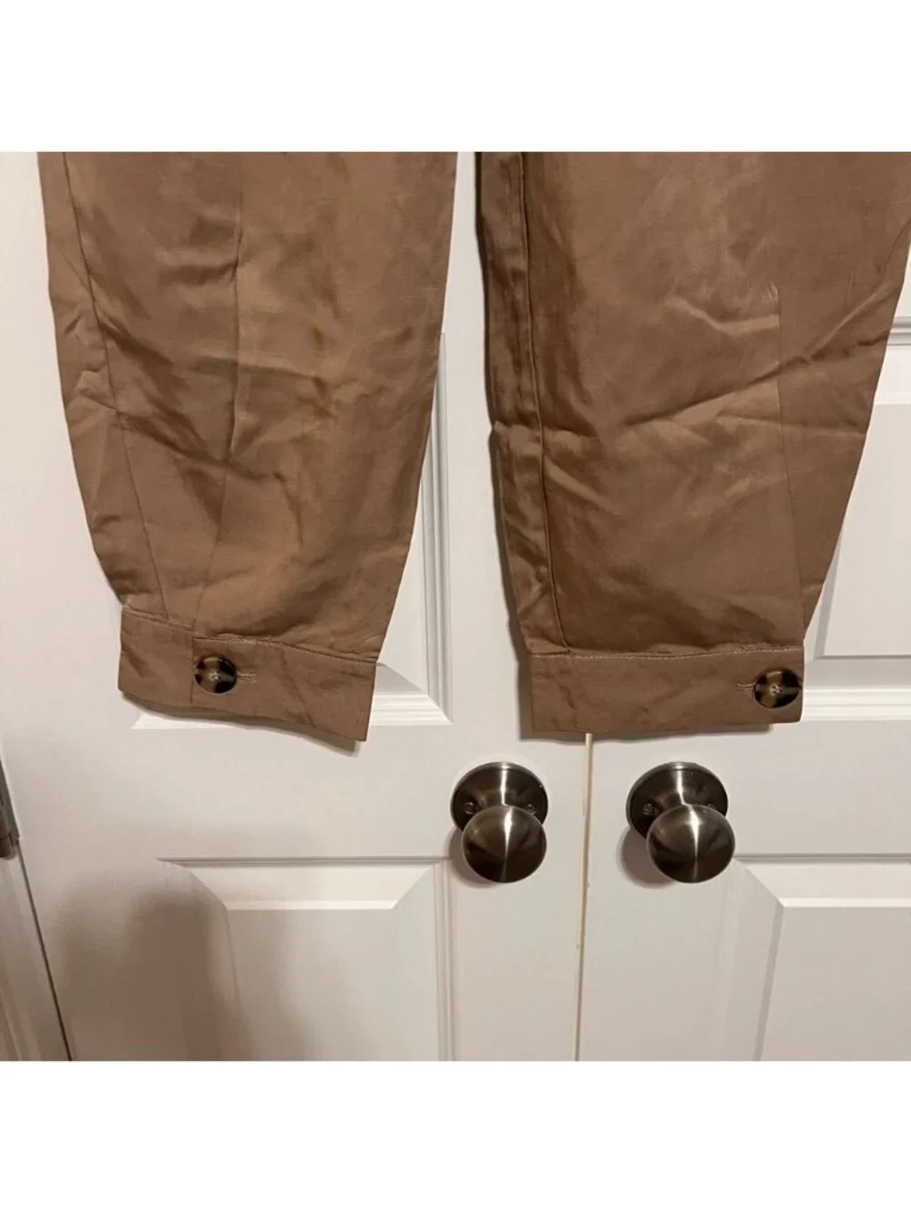 Sfera Collection Beige Trousers with Button Accent